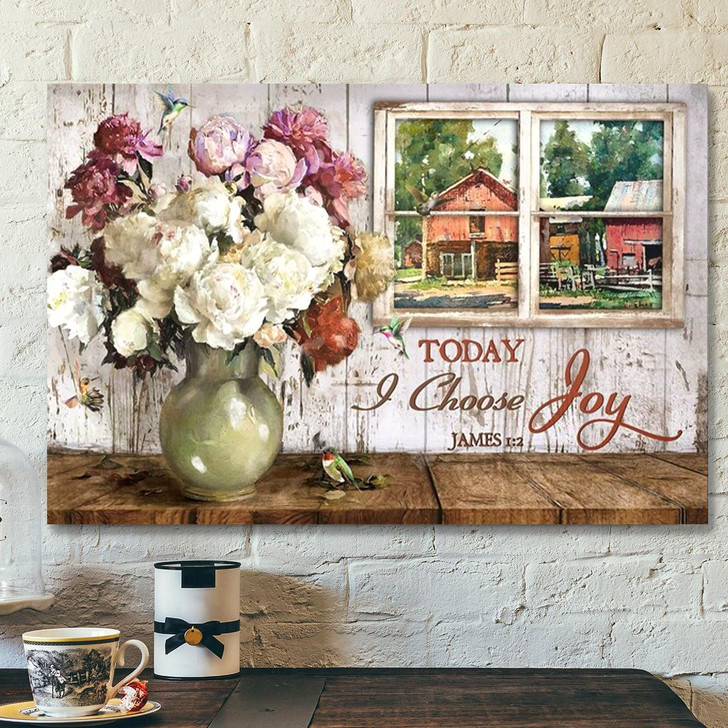 Today I Choose Joy Canvas Bible Verse Canvas Jesus Canvas Scripture Canvas Wall Art