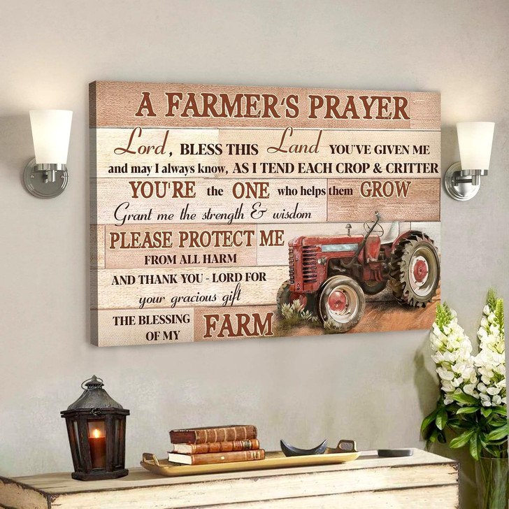 Red Truck A Farmer's Prayer Canvas Wall Art Bible Verse Canvas Scripture Canvas Wall Art