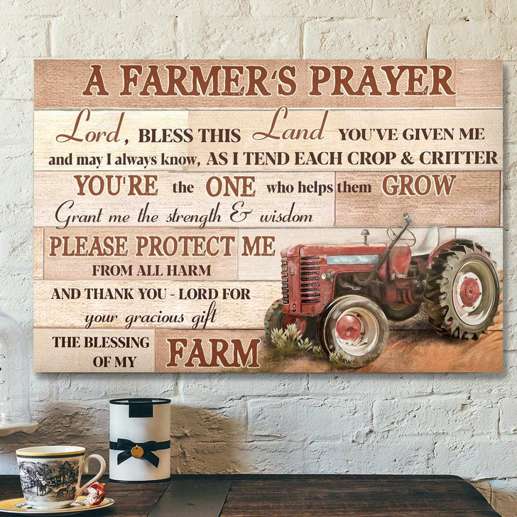 Red Truck A Farmer's Prayer Canvas Wall Art Bible Verse Canvas Scripture Canvas Wall Art