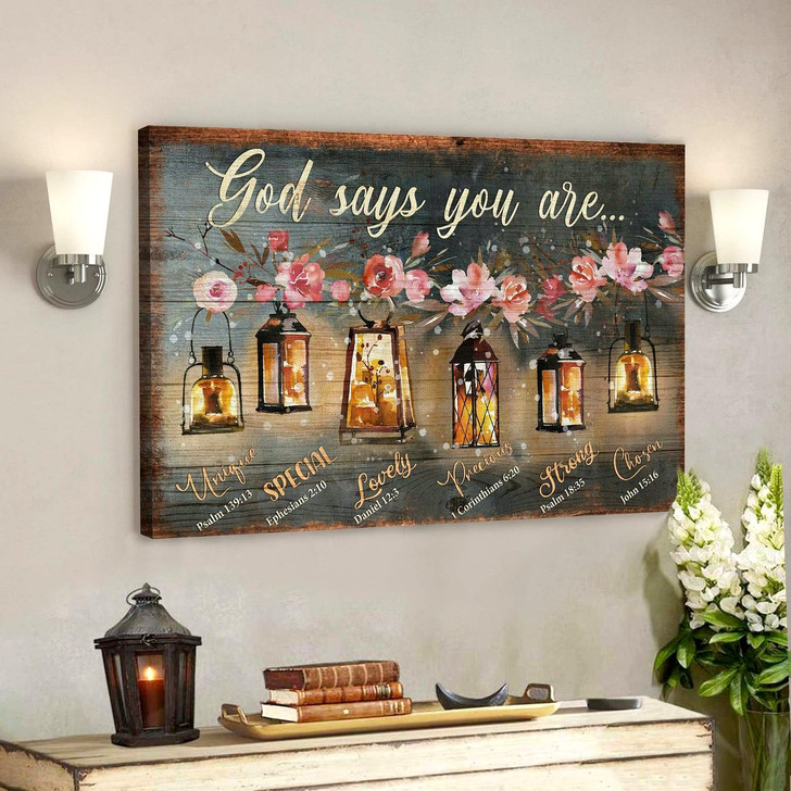 Beautiful Old Lamps God Says You Are Canvas Wall Art Bible Verse Canvas Scripture Canvas Wall Art