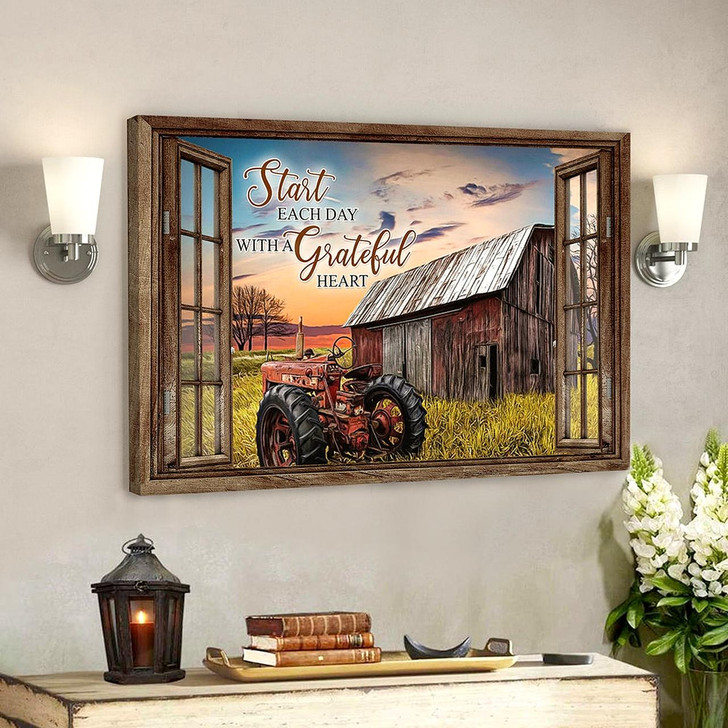 Start Each Day With A Grateful Heart 4 Bible Verse Canvas Scripture Canvas Wall Art