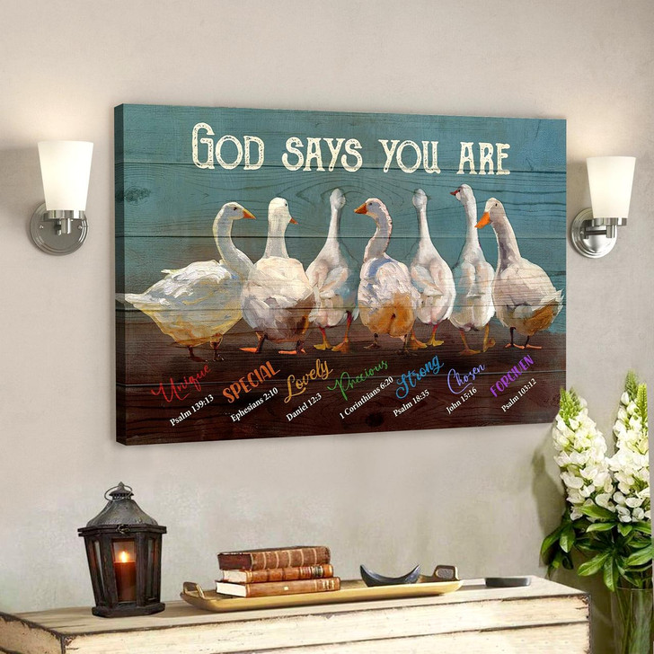 Duck God Says You Are Jesus Bible Verse Canvas Scripture Canvas Wall Art Spiritual Canvas Poster For Living Room