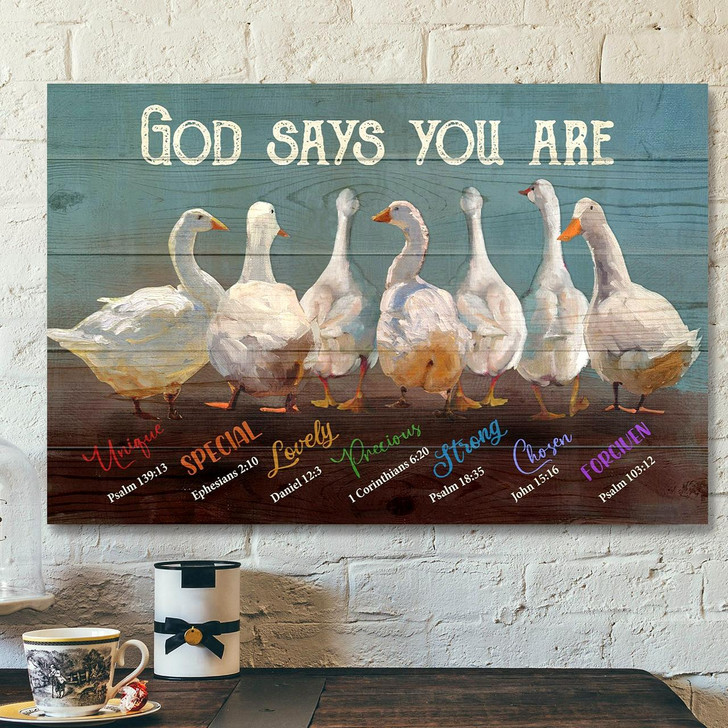 Duck God Says You Are Jesus Bible Verse Canvas Scripture Canvas Wall Art Spiritual Canvas Poster For Living Room