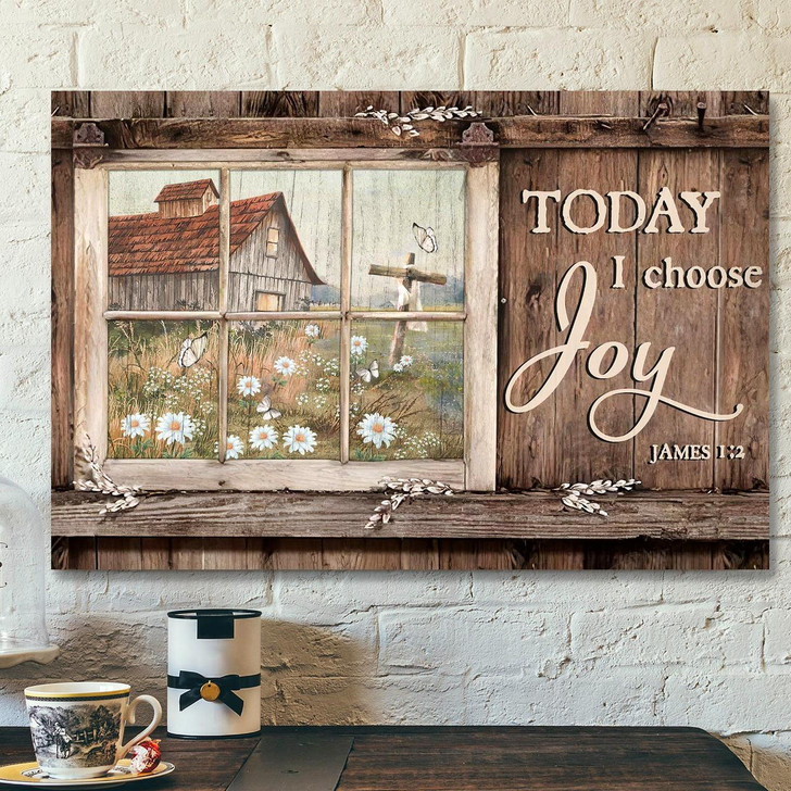 Bible Verse Canvas Window Frame Today I Choose Joy Canvas Wall Art Scripture Wall Art For Bedroom