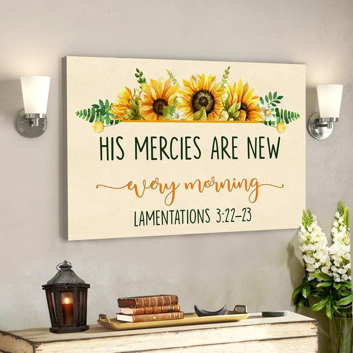 Bible Verse Canvas His Mercies Are New Every Morning Lamentations 32223 Canvas Scripture Canvas Wall Art