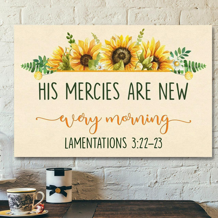 Bible Verse Canvas His Mercies Are New Every Morning Lamentations 32223 Canvas Scripture Canvas Wall Art