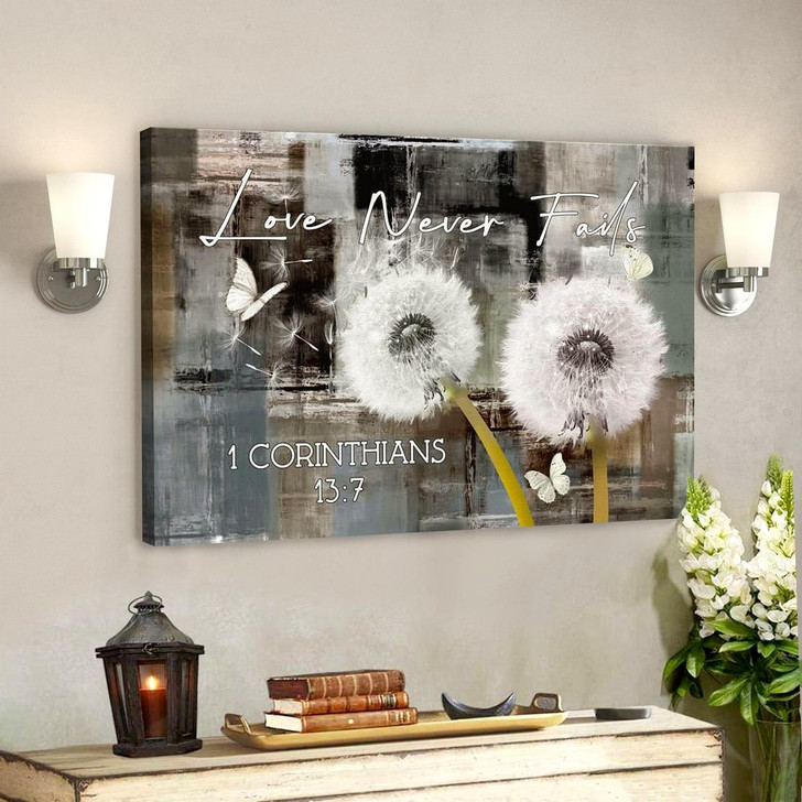 Bible Verse Canvas Love Never Fails 1 Corinthians 137 Canvas Print Scripture Canvas Wall Art