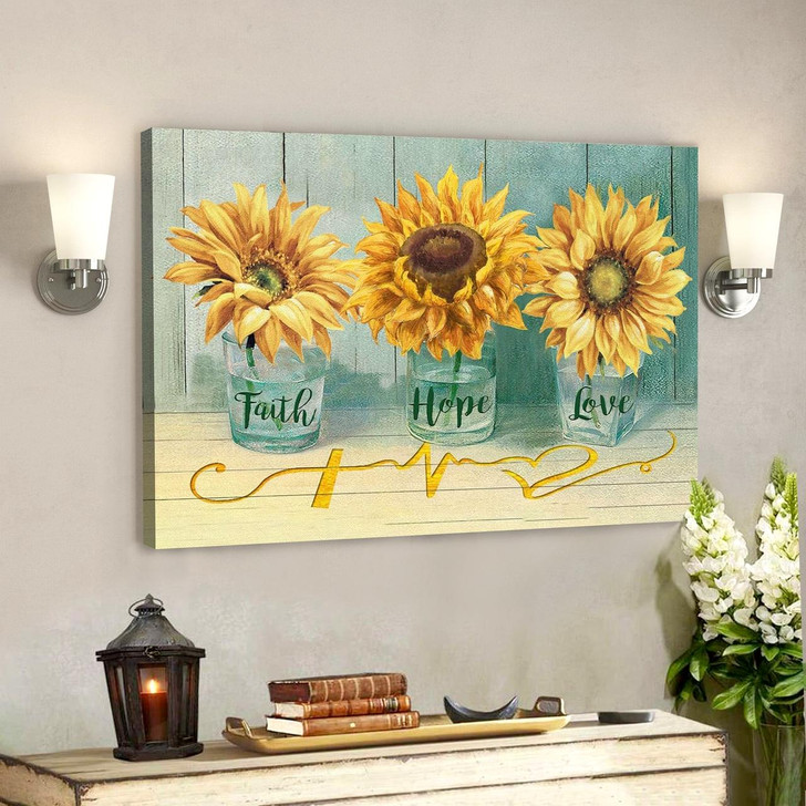 Bible Verse Canvas Faith Hope Love Symbol Canvas Wall Art Scripture Canvas Wall Art