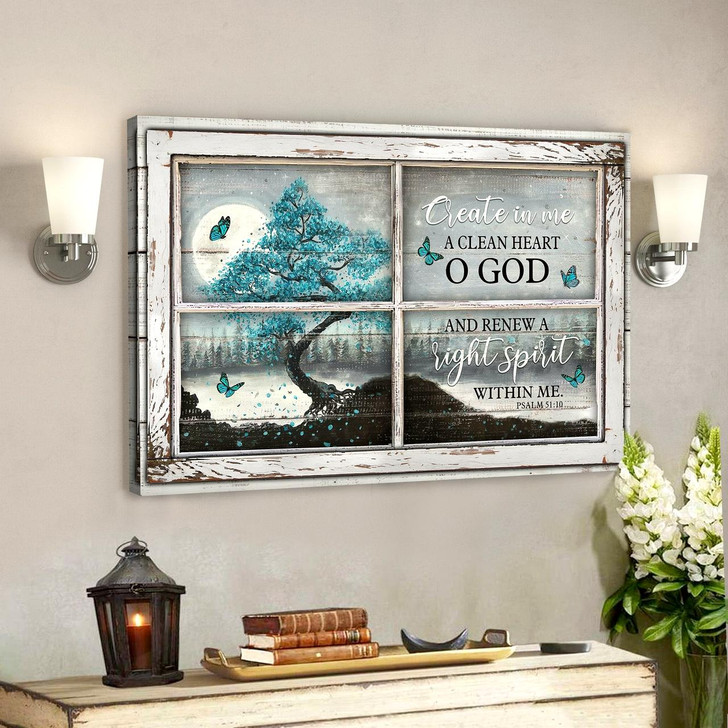 Landscape God Canvas Prints Jesus Canvas Wall Art The tree of peace Create in me a clean heart Canvas