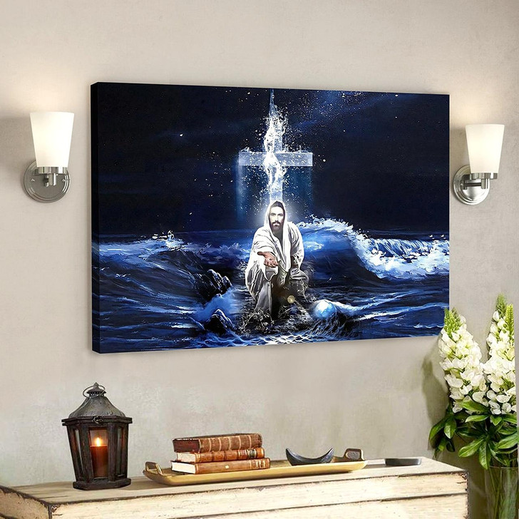 Christian Canvas Wall Art Scripture Canvas Jesus Hands Saves Christian Poster