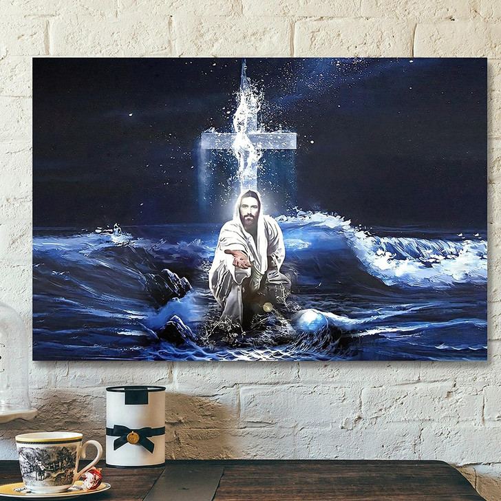Christian Canvas Wall Art Scripture Canvas Jesus Hands Saves Christian Poster