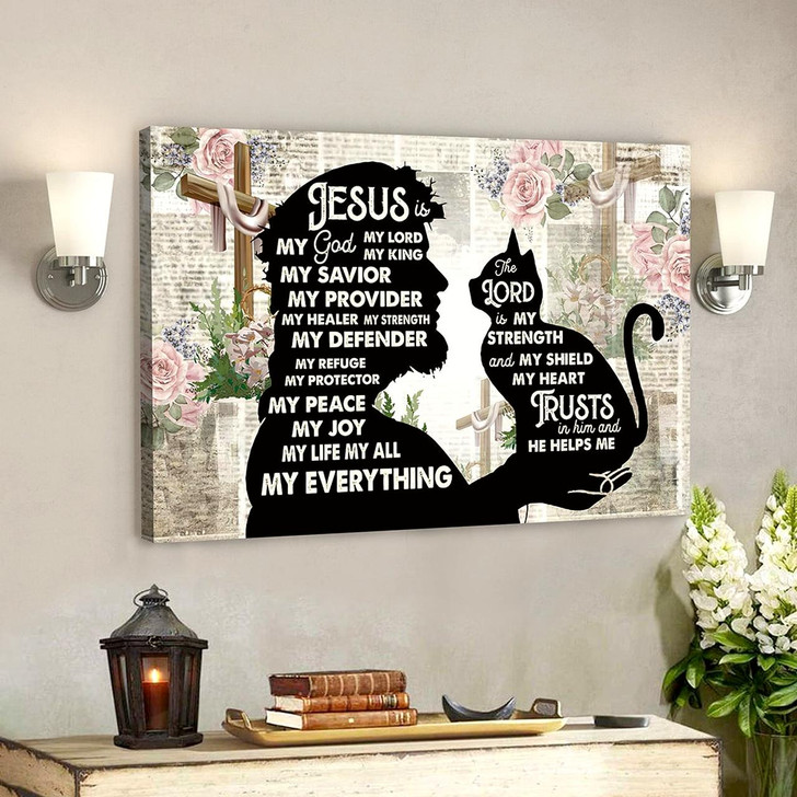 Bible Verse Canvas Painting Christian Canvas Art Jesus And Cat Canvas Poster