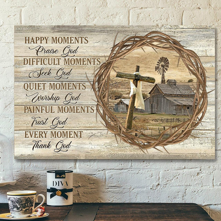 Christian Canvas Wall Art Scripture Wall Decor Happy Moments Praise God Canvas Poster