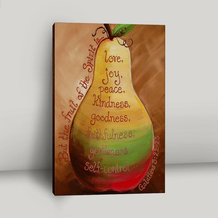 Pear Fruits Of The Spirit Galatians 5 22 23 Inspirational Christian Bible Verse Canvas Wall Art Scripture Decor For