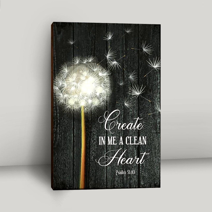 Psalm Fifty One Ten Canvas Art Create In Me A Clean Heart Elegant Scripture Wall Print For Christian Homes