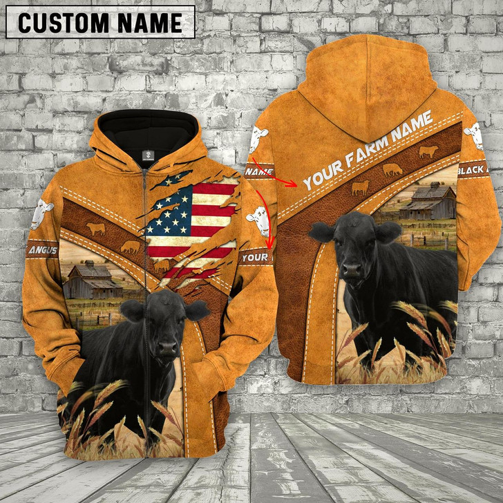 Goofygear Personalized Name 3D Angus Bull Flag 3D Hoodie and Zipper Hoodie