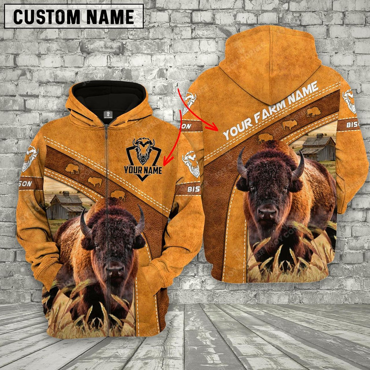 Goofygear Personalized Name 3D Bison Cattle 3D Hoodie and Zipper Hoodie