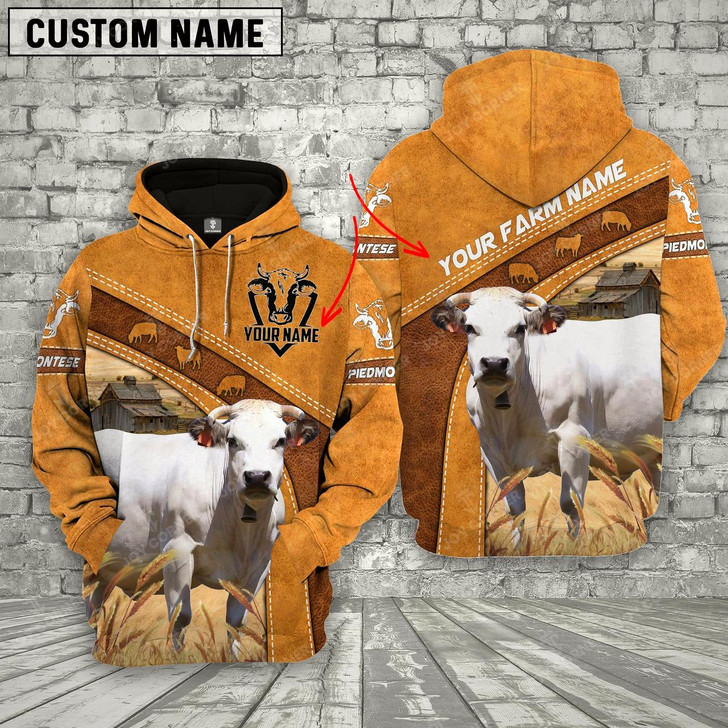 Goofygear Personalized Piedmontese 3D Customized Name Country Farmhouse Name Pullover Sweatshirt