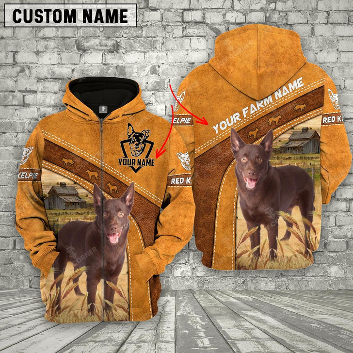 Goofygear Personalized Name Country Farmhouse Red Kelpie Cattle Pullover Sweatshirt