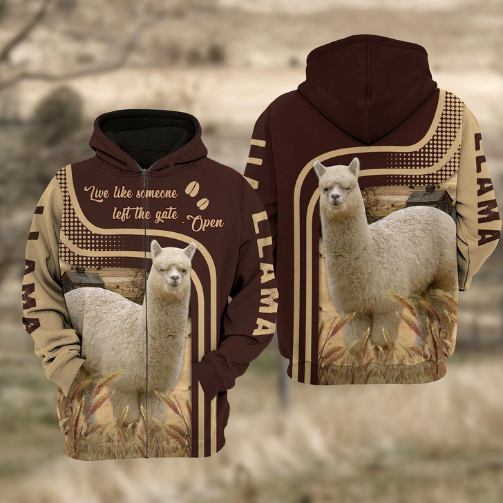 Goofygear Personalized Llama Live Like Some One 3D Hoodie and Zipper Hoodie