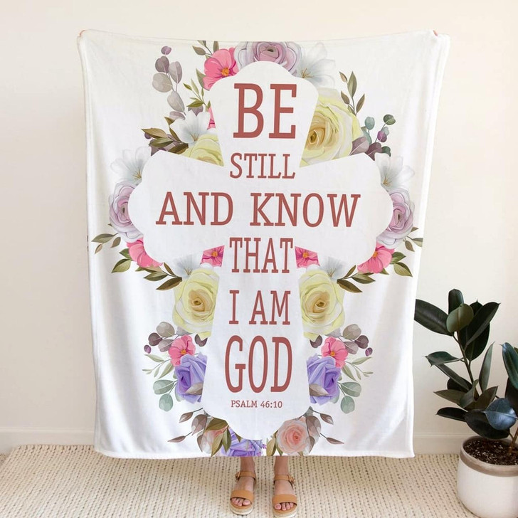 Be Still And Know That I Am God Psalm 46 10 Christian Fleece Blanket with Bible Verse Faith Religious Throw