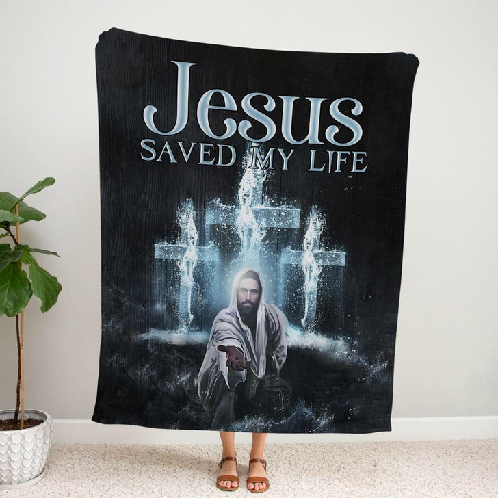 Jesus Saved My Life Christian Fleece Blanket with Bible Verse Inspirational Religious Faith Blanket