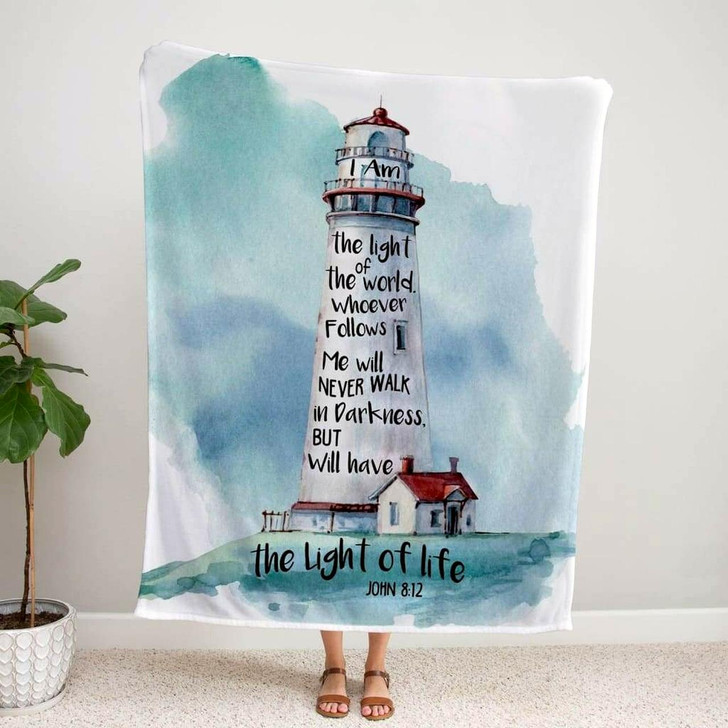 John 8 12 I Am The Light Of The World Christian Fleece Blanket with Bible Verse Inspirational Religious Blanket