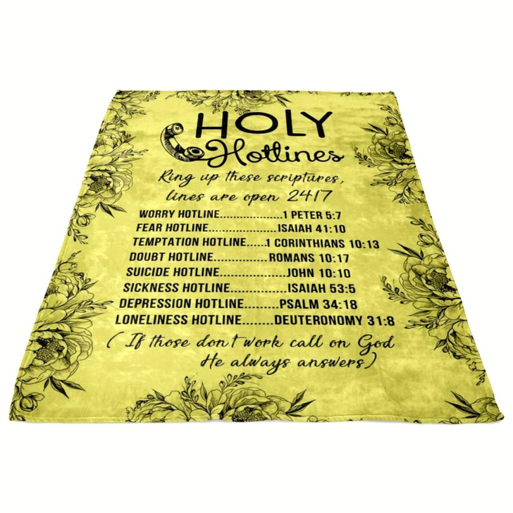 Holy Hotlines Christian Fleece Blanket with Bible Verse Inspirational Religious Faith Throw Blanket