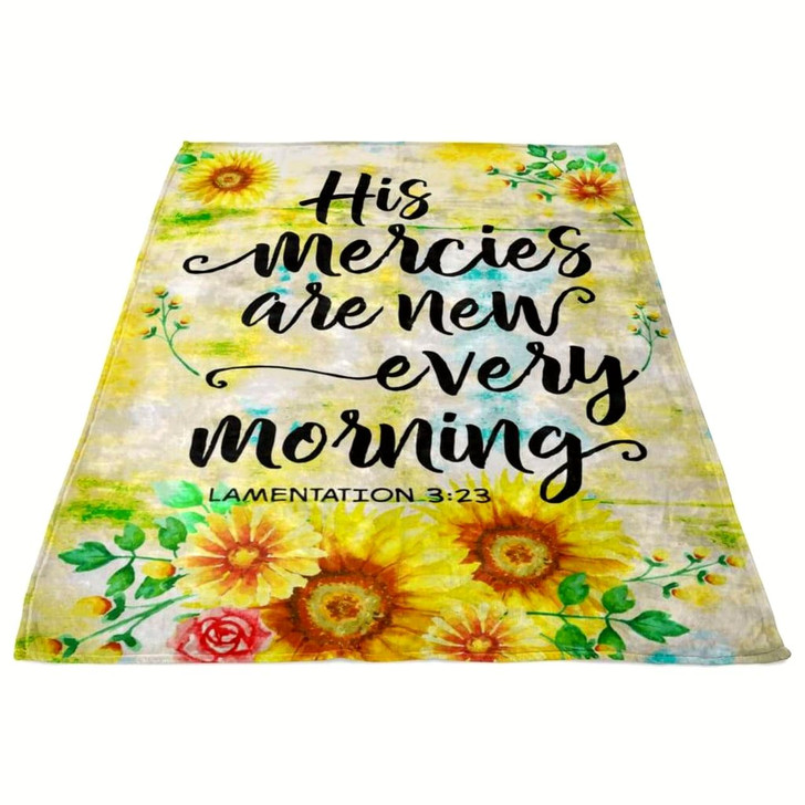 Lamentations 3 23 His Mercies Are New Every Morning Christian Fleece Blanket with Bible Verse Inspirational Blanket