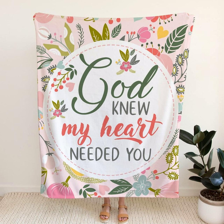 God Knew My Heart Needed You Christian Fleece Blanket with Bible Verse Inspirational Religious Faith Throw Blanket