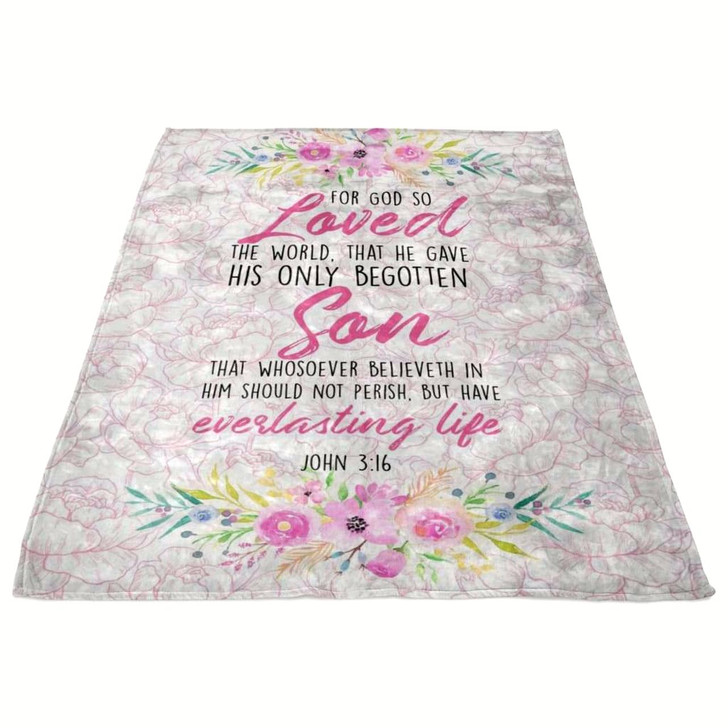 John 3 16 For God So Loved The World Christian Fleece Blanket with Bible Verse Inspirational Religious Blanket
