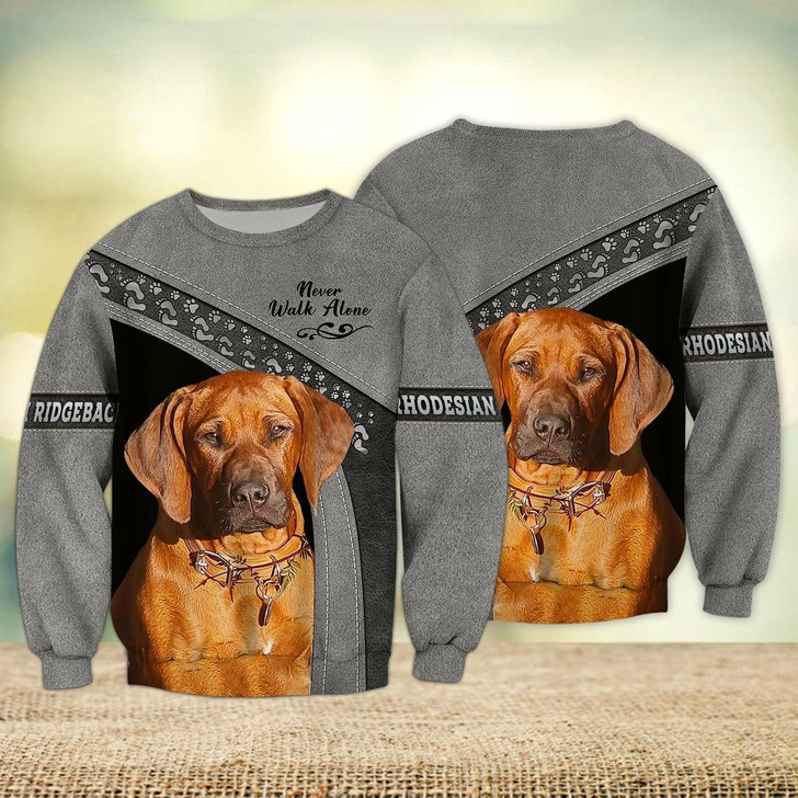Goofygearprints Rhodesian Ridgeback Multi Color Love Never Walk Alone 3D Sweatshirt