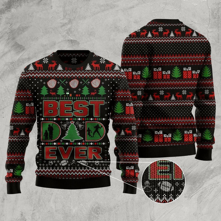 Goofygearprints Best Dad Ever Ugly Christmas Sweater, Perfect Gift for Dad Christmas, Dad Ugly Sweater