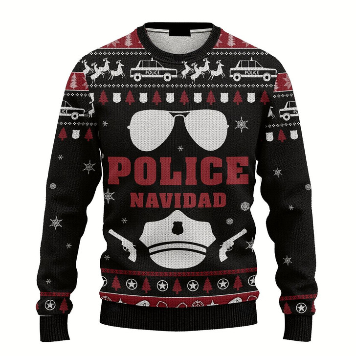 Goofygearprints Police Navidad Ugly Sweater Best Gift For Christmas