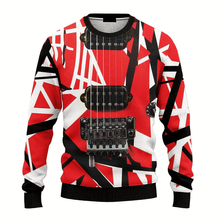 Goofygearprints Animal Van Halen Guitar Ugly Christmas Sweater, Perfect Shirt for Guitar Lovers