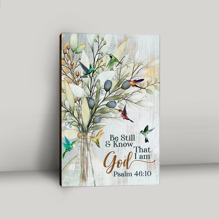 Be Still And Know That I Am God With Olive Tree And Hummingbird Canvas Art Bible Verse Inspirational Christian Wall