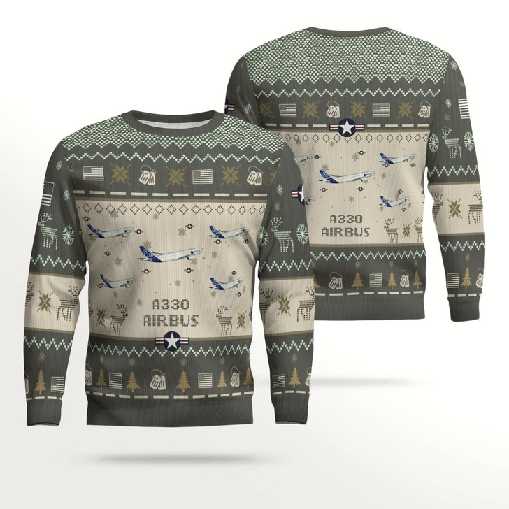 Goofygearprints Airbus A330 Aircraft Ugly Sweater, Ugly Sweater Christmas Shirt for Men Dad Veteran