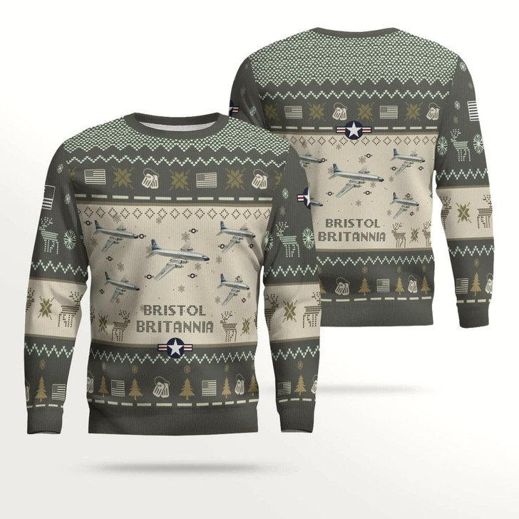 Goofygearprints Bristol Britannia Aircraft Ugly Sweater, Ugly Sweater Christmas Shirt for Men Dad Veteran