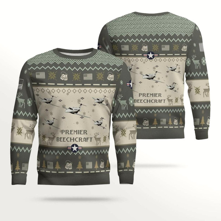 Goofygearprints Beechcraft Premier Aircraft Ugly Sweater, Ugly Sweater Christmas Shirt for Men Dad Veteran