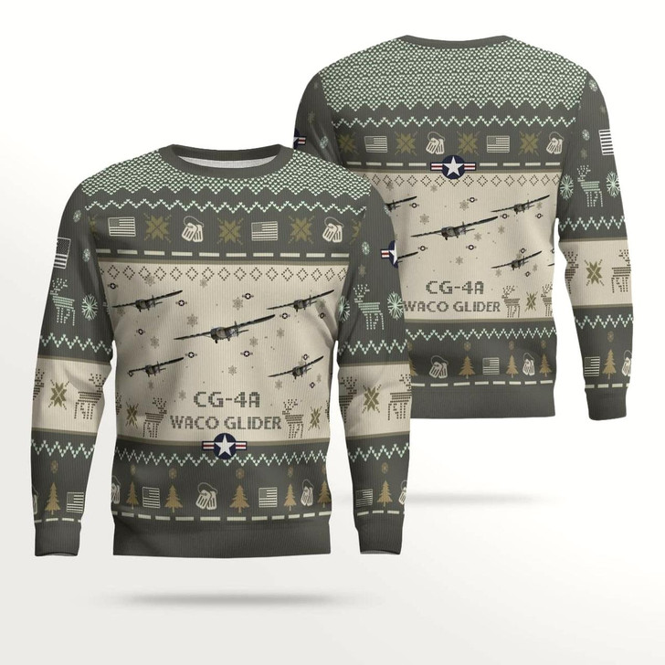 Goofygearprints Waco Glider CG-4A CG4A_Aircraft Ugly Sweater, Ugly Sweater Christmas Shirt for Men Dad Veteran