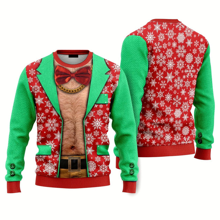 Goofygearprints Faux Real Men's 3D Photo Realistic Christmas Sweaters For Men