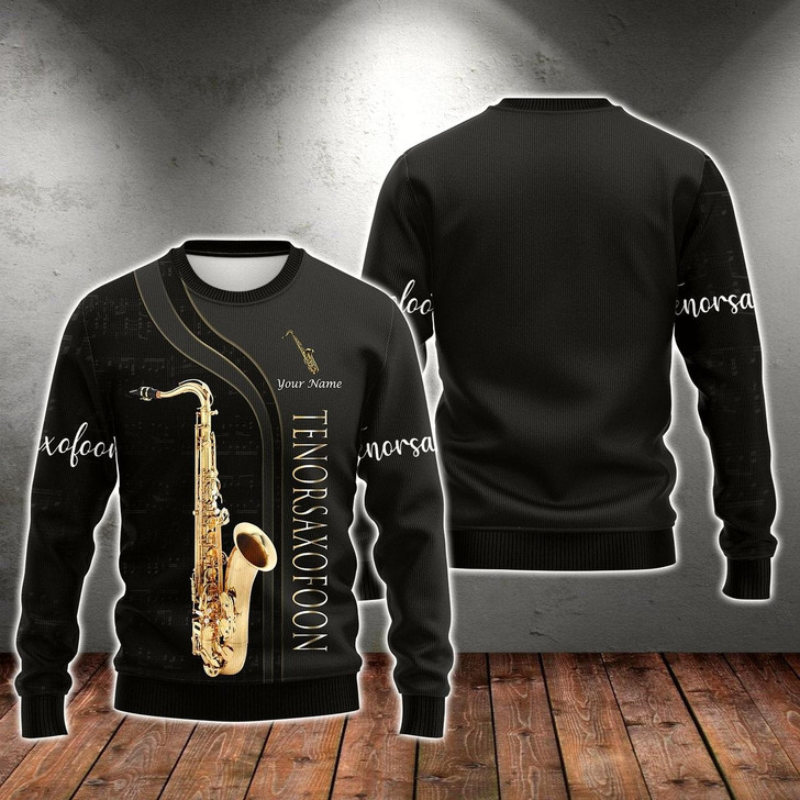 Goofygearprints Personalized Name TenorsaxofoonUgly Sweater Christmas, Gift for Musicial Lovers