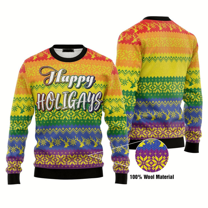 Goofygearprints LGBT Gay Pride Happy Holigays Ugly Christmas Sweater 3D Printed Best Gift For Xmas