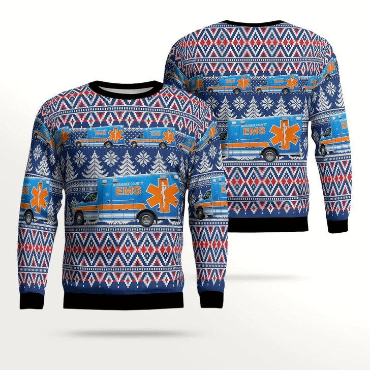 Goofygearprints Lake City, Michigan, Missaukee County Ems All Over Printed Ugly Christmas Sweater