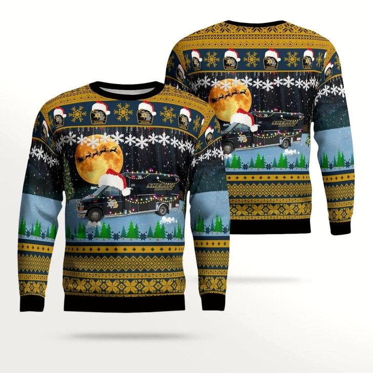 Goofygearprints Oceana County Sheriff, Hart, Michigan Christmas All Over Printed Ugly Sweater