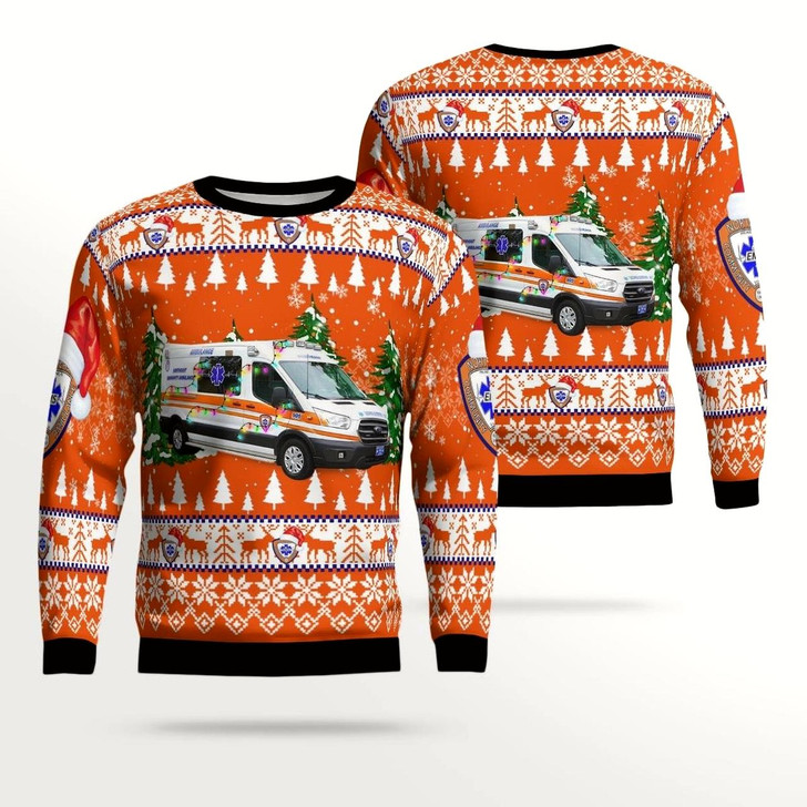 Goofygearprints Northeast Community Ambulance Philadelphia, Pennsylvania Christmas Aop Ugly Sweater