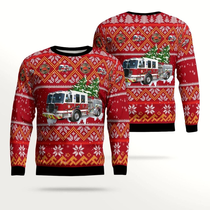 Goofygearprints Peterborough, New Hampshire, Peterborough Fire Department Aop Ugly Christmas Sweater