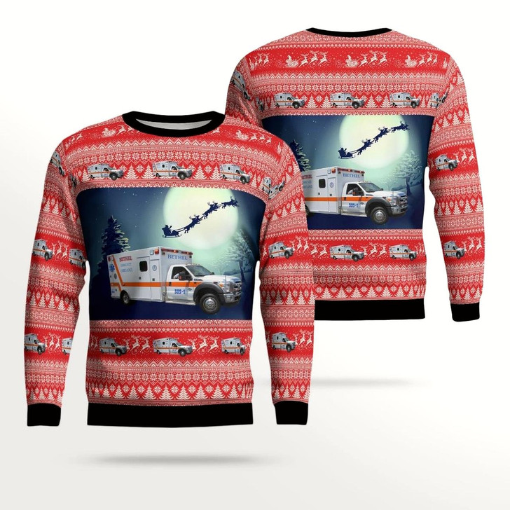 Goofygearprints Bethel Community Ambulance, Bethel, Pennsylvania Christmas Aop Ugly Sweater