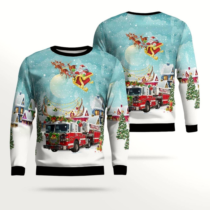 Goofygearprints Maryland, Hollywood Volunteer Fire Department Christmas Ugly Sweater 3D