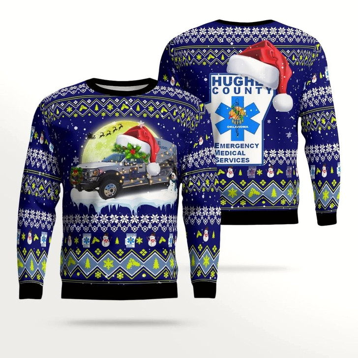 Goofygearprints Hughes County Emergency Medical Service Christmas Aop Ugly Sweater